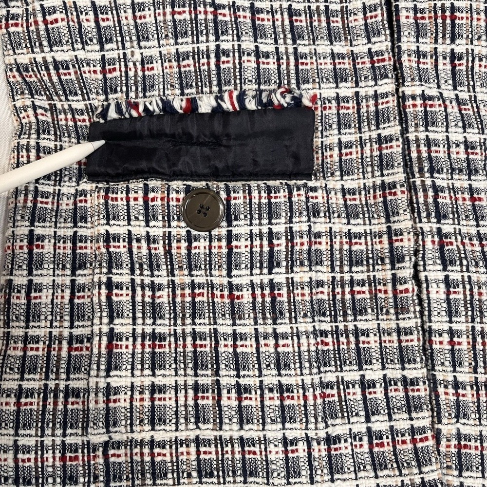 J Crew Womens Size 2 Tweed Jacket Red White Blue Academia Preppy Office Career - Picture 11 of 13